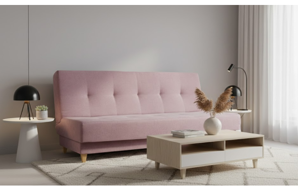 WERSALKA kanapa EDI soro 65 fioletowa kanapa ROZKŁADANA sprężyny drewniane nóżki